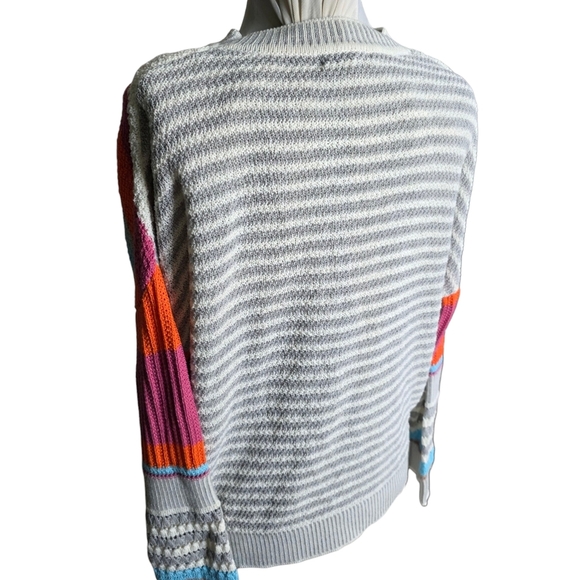 Andree By Unit Color Block Striped Knit Pullover Sweater, Size Small - Picture 7 of 9